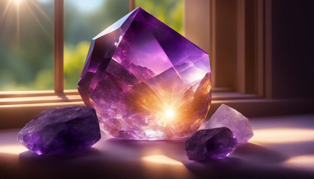 charging amethyst with sunlight