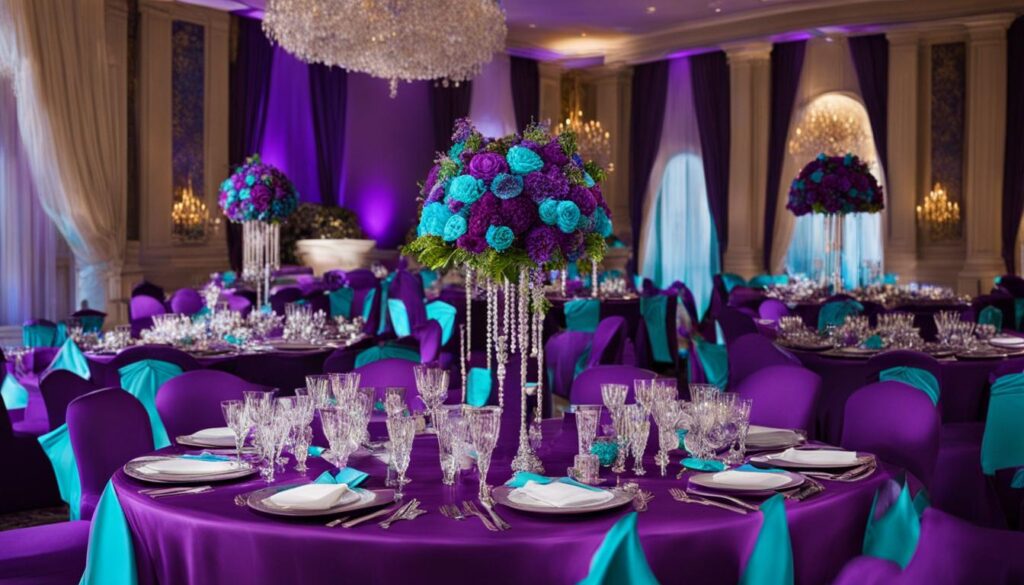 purple and turquoise wedding