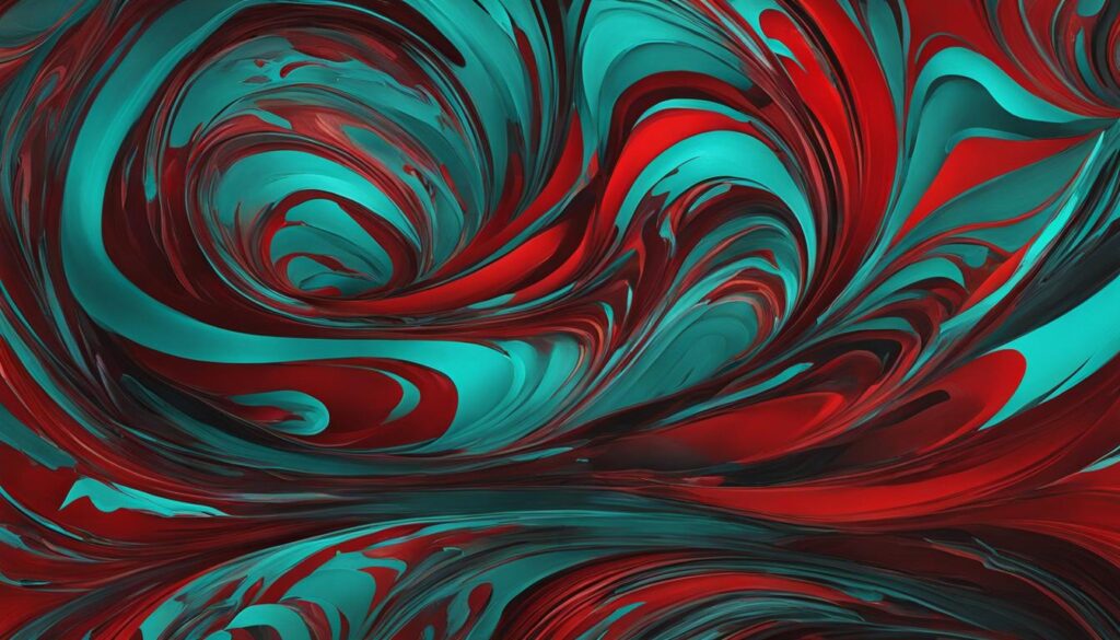 turquoise and red color fusion